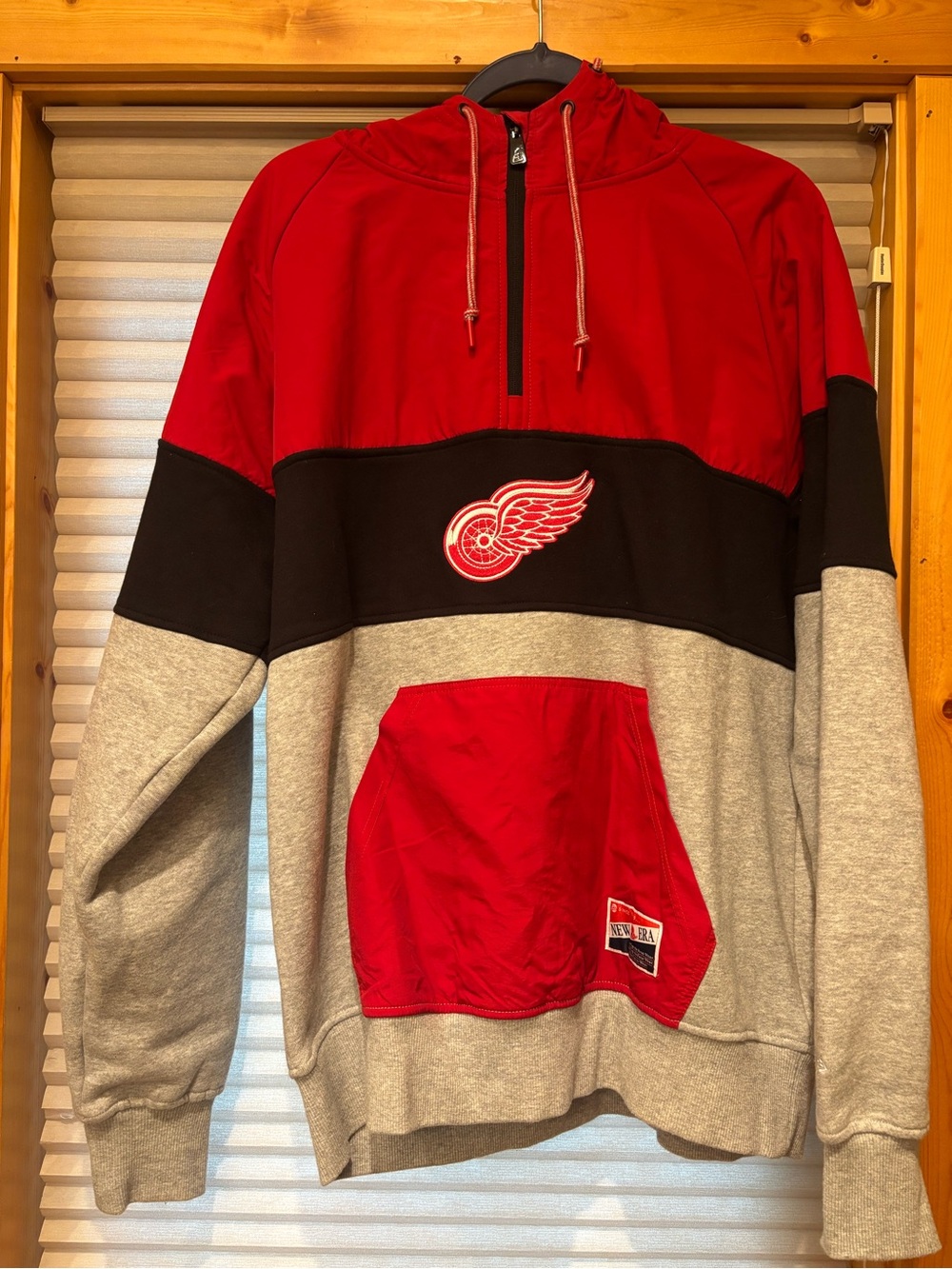 New Era Men’s Red Black Gray Zip-Up Sweater Hoodie